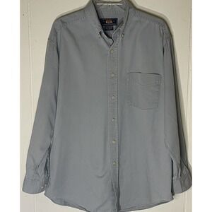 Route 66 Gray Long Sleeve Button Up Shirt Men's Sz L 100% Cotton
